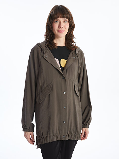 LCWAIKIKI Classic Kapüşonlu Kadın Trençkot - W4K166Z8-JLD