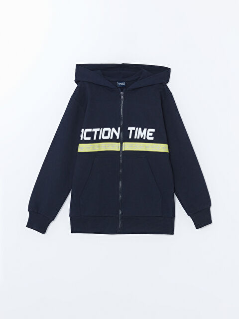 LCW ECO Kapüşonlu Erkek Çocuk Fermuarlı Sweatshirt - W4K216Z4-CT8