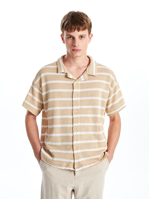XSIDE Regular Fit Kısa Kollu Çizgili Erkek Gömlek - W4K262Z8-LE8