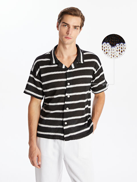 XSIDE Regular Fit Kısa Kollu Çizgili Erkek Gömlek - W4K262Z8-LEG