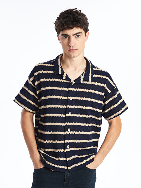 XSIDE Regular Fit Kısa Kollu Çizgili Erkek Gömlek - W4K262Z8-LGS