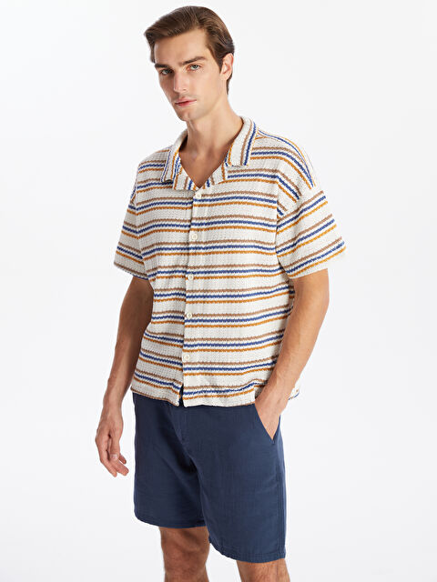 XSIDE Regular Fit Kısa Kollu Çizgili Erkek Gömlek - W4K264Z8-LGS