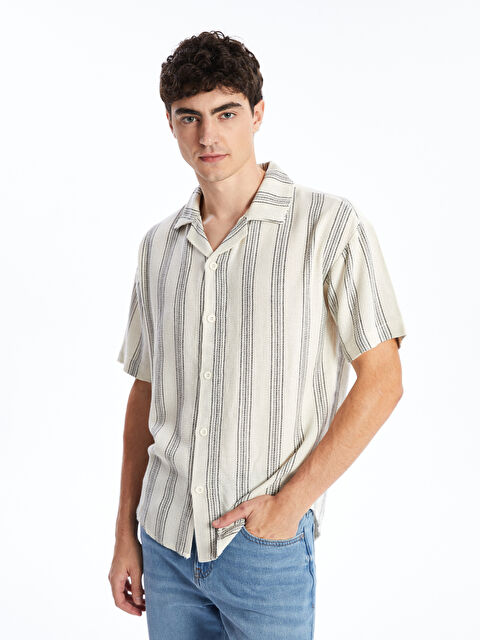 XSIDE Regular Fit Kısa Kollu Çizgili Erkek Gömlek - W4K265Z8-LGS