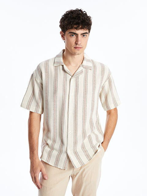 XSIDE Regular Fit Kısa Kollu Çizgili Erkek Gömlek - W4K265Z8-LJE