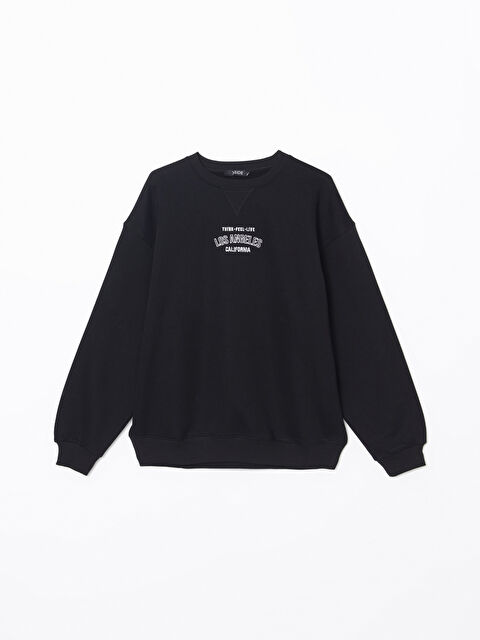 XSIDE California Nakışlı Oversize Kadın Kalın Sweatshirt - W4K323Z8-CVL