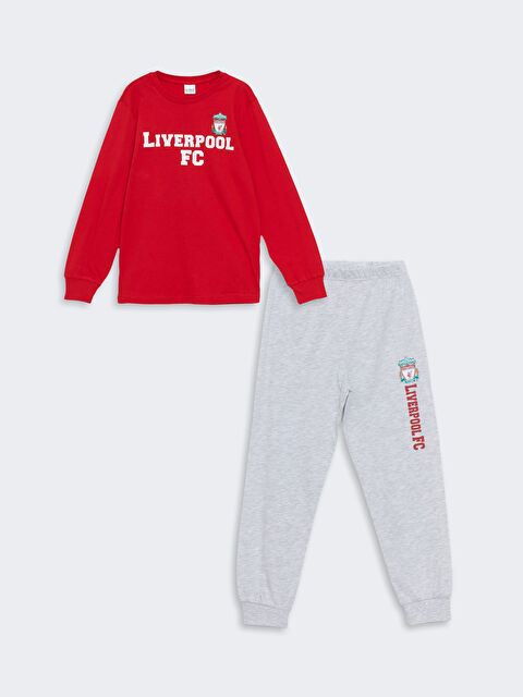 LCW Kids Bisiklet Yaka Liverpool Baskılı Erkek Çocuk Pijama Takımı - W4K333Z4-HNK