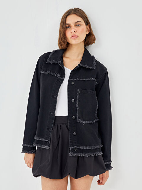 BLAİS Gömlek Yaka Kadın Jean Ceket - W4K357Z8-326