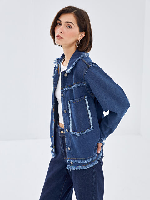 BLAİS Gömlek Yaka Kadın Jean Ceket - W4K357Z8-344