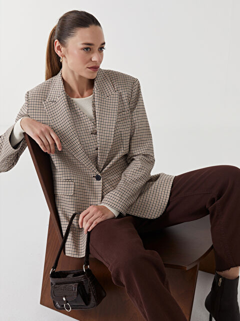 LCW Modest Ekose Kadın Blazer Ceket - W4K372Z8-LLL