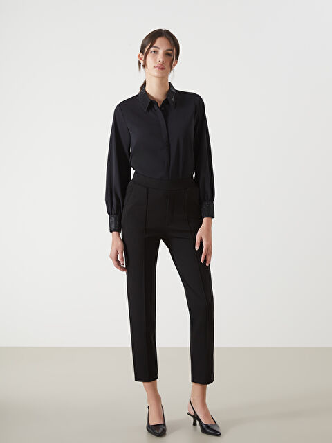 LCWAIKIKI Classic Beli Lastikli Kadın Pantolon - W4K502Z8-CVL