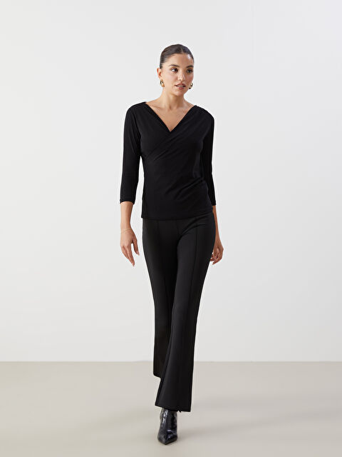 LCWAIKIKI Classic Ekstra Dar Fit İspanyol Paça Kadın Pantolon - W4K503Z8-CVL