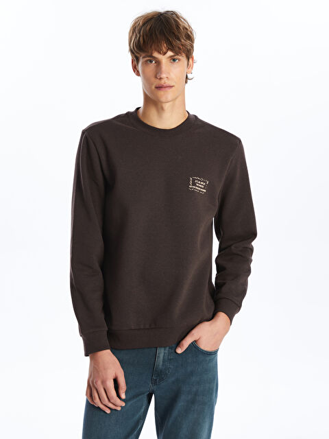 LCW ECO Bisiklet Yaka Baskılı Erkek Kalın Sweatshirt - W4K664Z8-CXL