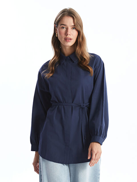 LCW Modest Düz Oversize Poplin Kadın Gömlek Tunik - W4K737Z8-CSH