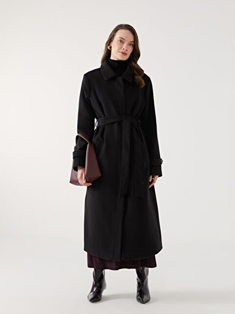 LCW Grace Gömlek Yaka Kadın Kaşe Kaban - W4K740Z8-CVL