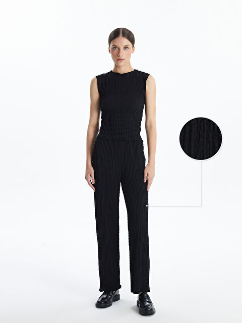 LCW Vision Beli Lastikli Dokulu Kadın Pantolon - W4K744Z8-CVL