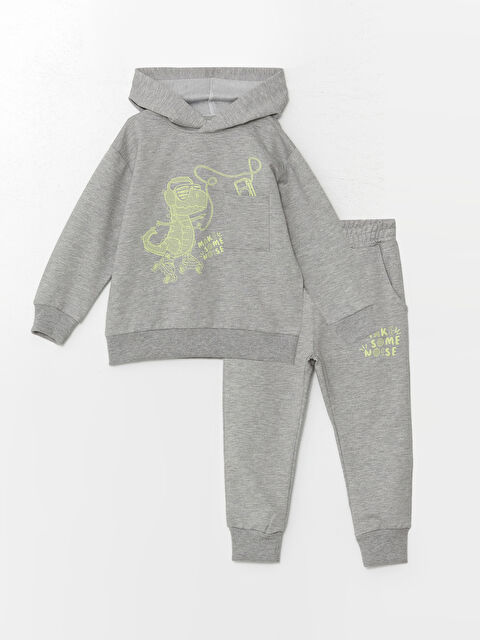 Mışıl Kids Baskılı Uzun Kollu Erkek Bebek Hoodie ve Eşofman Altı 2'li Takım - W4K779Z1-DEK