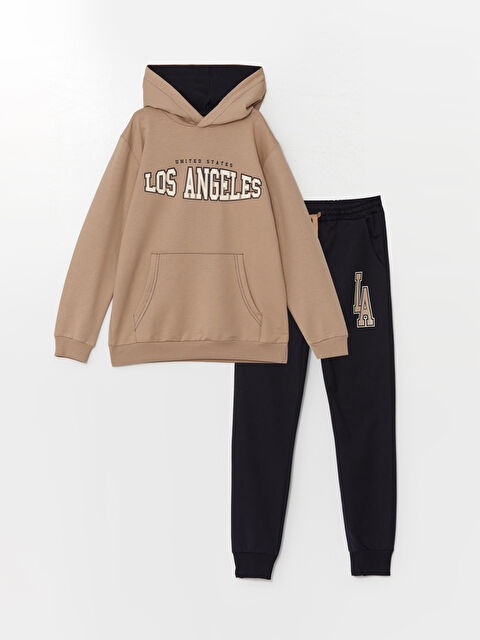 Mışıl Kids Baskılı Uzun Kollu Erkek Çocuk Hoodie ve Eşofman Altı - W4K893Z4-HSF