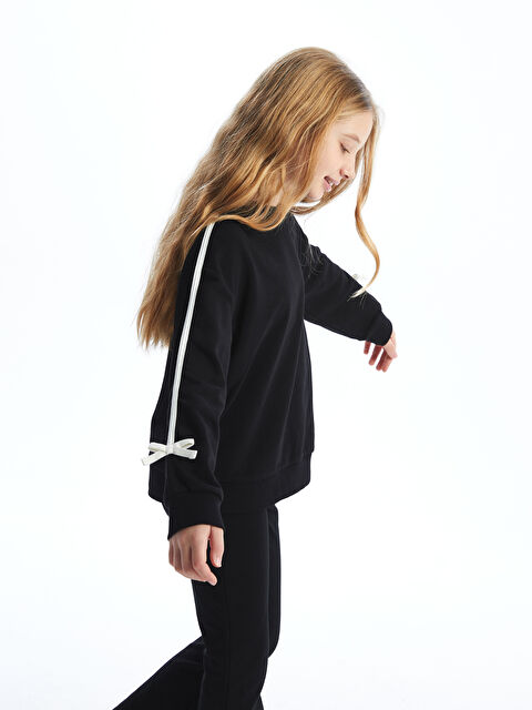 LCW Kids Bisiklet Yaka Fiyonk Detaylı Kız Çocuk Sweatshirt - W4KA44Z4-CVL