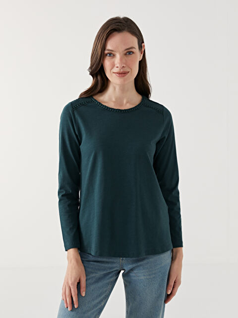 LCW Grace Bisiklet Yaka Nakışlı Kadın Bluz - W4KB61Z8-HQM