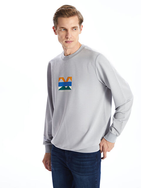 LCW ECO Bisiklet Yaka Uzun Kollu Baskılı Erkek Sweatshirt - W4KB75Z8-CYS