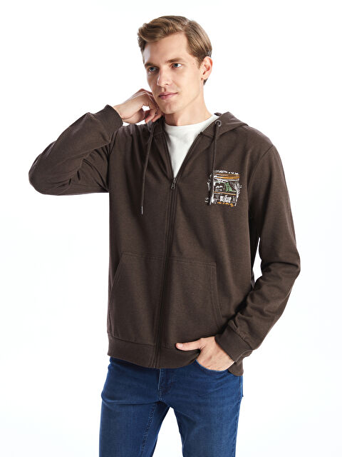 LCW ECO Kapüşonlu Uzun Kollu Erkek Fermuarlı Sweatshirt - W4KB94Z8-YZD