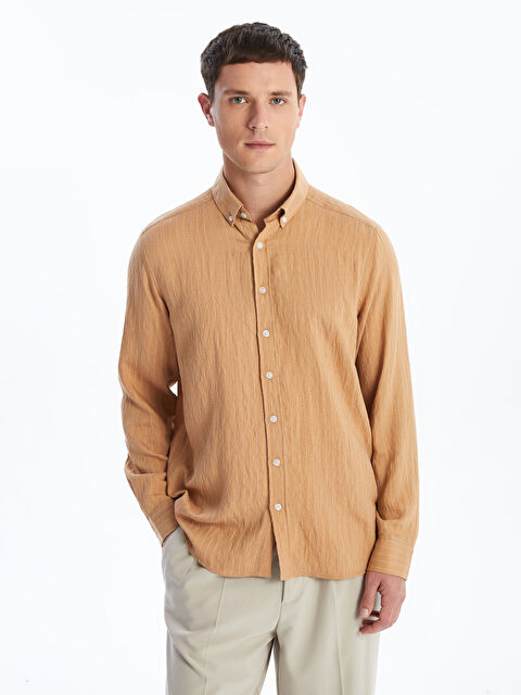 LCW Vision Slim Fit Uzun Kollu Oxford Erkek Gömlek - W4KC79Z8-LKM