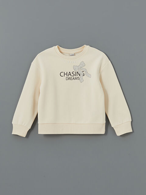 LCW Kids Bisiklet Yaka Kız Çocuk Sweatshirt - W4KD58Z4-FRC