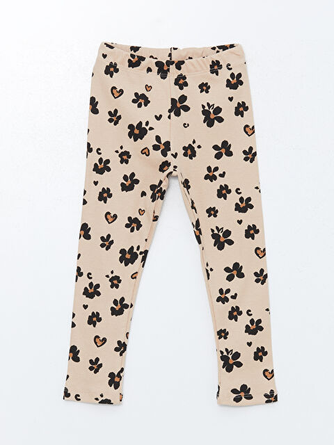 LCW Kids Beli Lastikli Çiçekli Kız Çocuk Tayt - W4KE20Z1-LQB