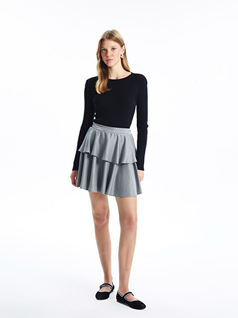 Natuvera Beli Lastikli Parlak Görünümlü Kadın Etek - W4KF11Z8-Z2Z