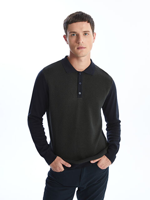 LC WAIKIKI Polo Yaka Uzun Kollu Erkek Triko Kazak - W4KG04Z8-HCK