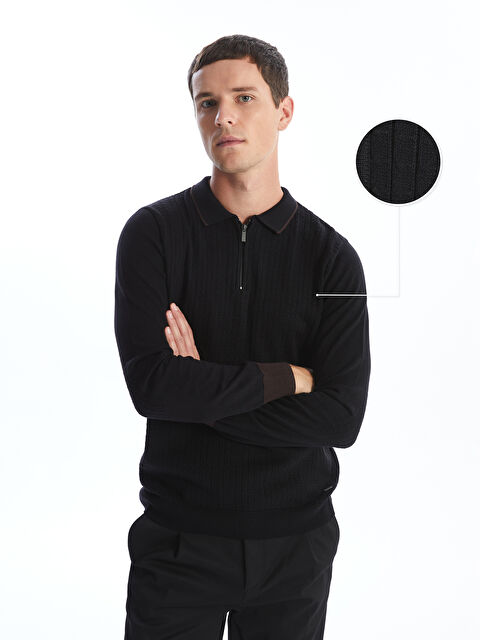 LC WAIKIKI Polo Yaka Uzun Kollu Erkek Triko Kazak - W4KG06Z8-CVL