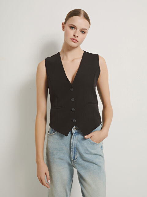 LC WAIKIKI V Yaka Kadın Klasik Yelek - W4KG23Z8-CVL