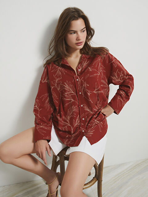 LC WAIKIKI Desenli Poplin Kadın Gömlek - W4KG36Z8-M0T