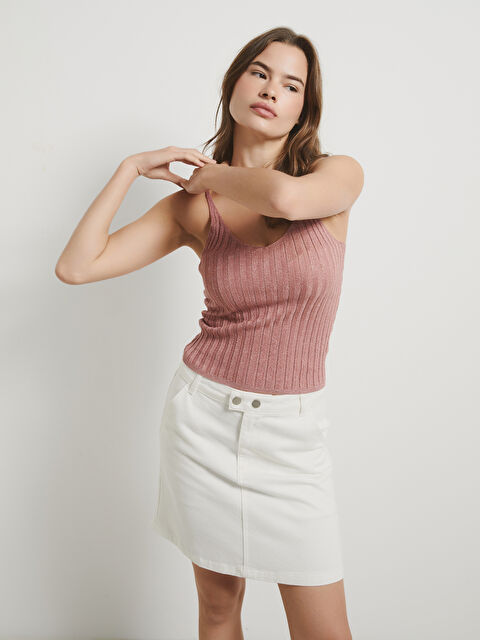 LC WAIKIKI V Yaka Askılı Kadın Triko Atlet - W4KG41Z8-YZD