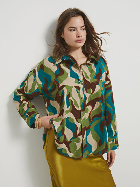 LC WAIKIKI Desenli Poplin Kadın Gömlek - W4KG46Z8-M0T