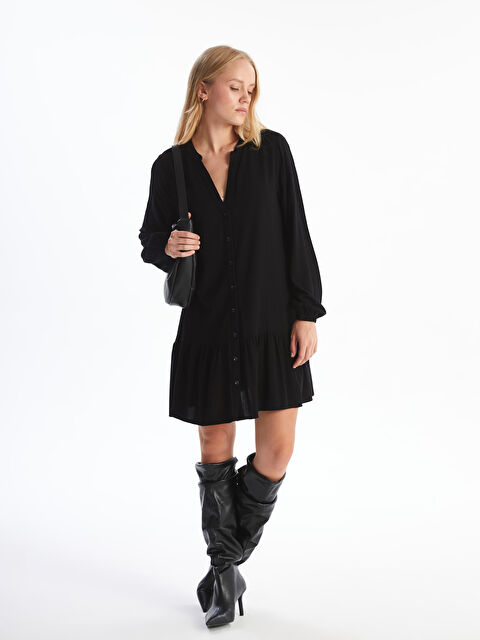 KOOR Kaçık Yaka Düz Uzun Kollu Elbise - W4KG69Z8-CVL