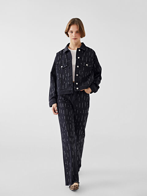 LCW Modest Straight Fit Parlak Taşlı Kadın Jean Pantolon - W4KH17Z8-326