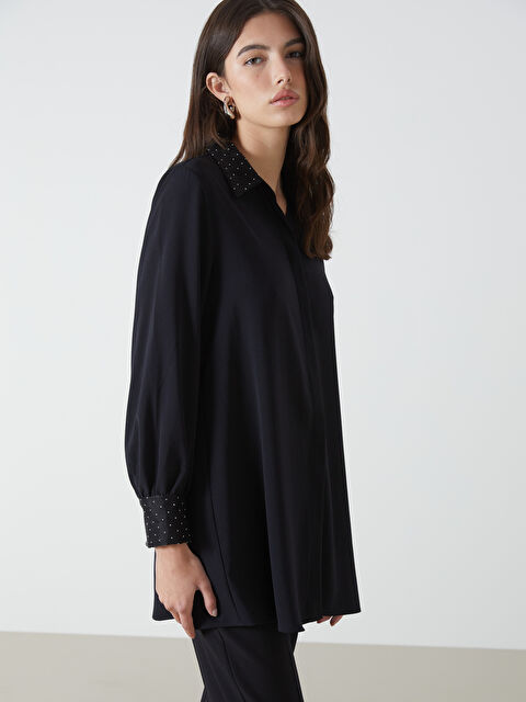 LCWAIKIKI Classic Taş Detaylı Kadın Gömlek Tunik - W4KH23Z8-CVL