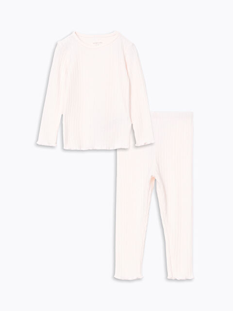 LCW baby Beli Lastikli Basic Kız Bebek Pijama Takım - W4KH91Z1-JM1