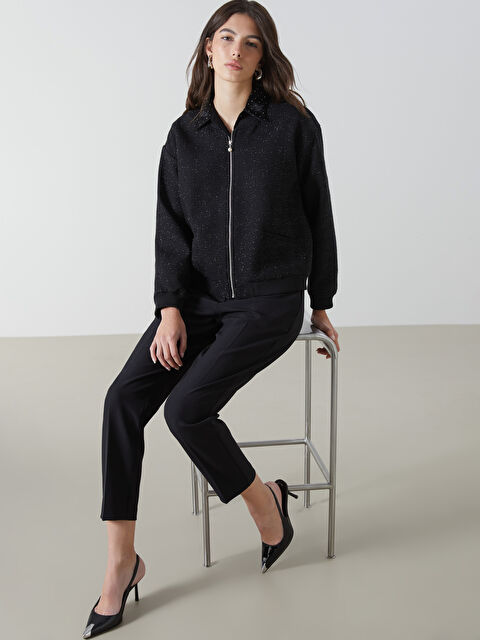 LCWAIKIKI Classic Kolej Yaka Parlak Görünümlü Kadın Tüvit Ceket - W4KI21Z8-CVL