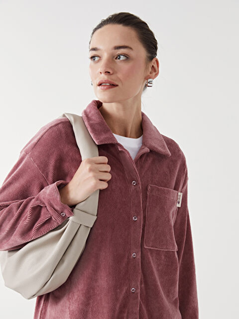 LCW Modest Oversize Kadife Kadın Gömlek Tunik - W4KI27Z8-KG4