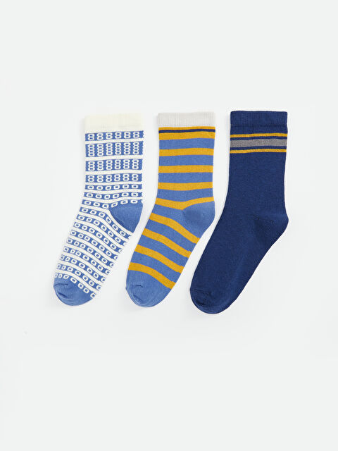 LCW Kids Desenli Erkek Çocuk Soket Çorap 3'lü - W4KI78Z4-K00