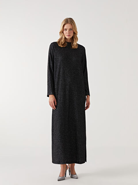 LCW Modest Bisiklet Yaka Parlak Görünümlü Elbise - W4KI82Z8-CVL