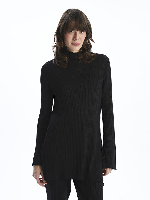 LCWAIKIKI Basic Yarım Balıkçı Yaka Parlak Görünümlü Kadın Triko Tunik - W4KJ20Z8-CVL