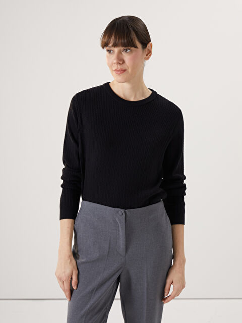 LCWAIKIKI Basic Bisiklet Yaka Dokulu Kadın Triko Kazak - W4KJ22Z8-CVL