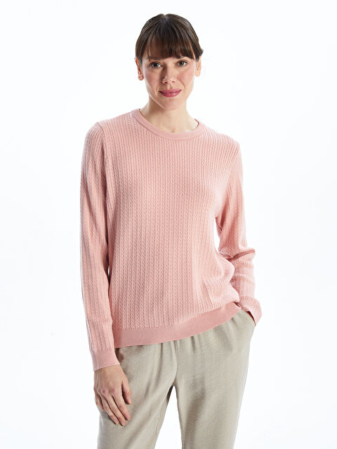 LCWAIKIKI Basic Bisiklet Yaka Dokulu Kadın Triko Kazak - W4KJ22Z8-FGD