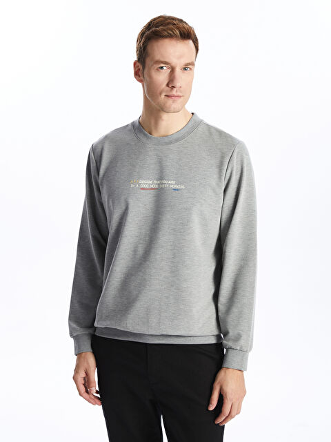LCW ECO Bisiklet Yaka Uzun Kollu Nakışlı Erkek Sweatshirt - W4KJ37Z8-CT3