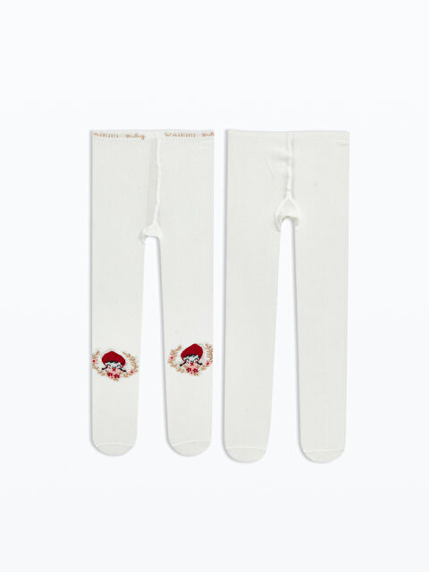 LCW Kids Baskılı Kız Bebek Külotlu Çorap 2'li - W4KJ73Z1-LU7
