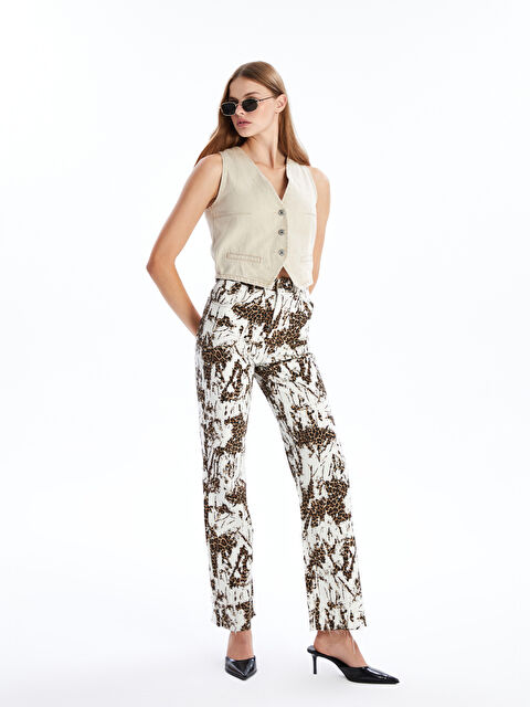 LCW Limited Standart Fit Leopar Desenli Kadın Pantolon - W4KJ89Z8-692