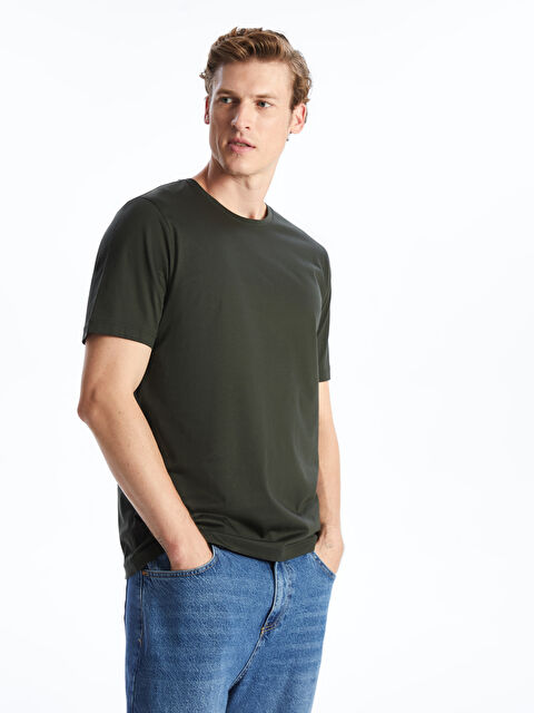 LCWAIKIKI Classic Bisiklet Yaka Penye Erkek Tişört - W4KK20Z8-Z0N